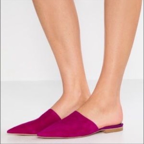 Rebecca Minkoff Sara Suede Pointed Toe Mules in Fuchsia Size 7 or 38 - Picture 2 of 9